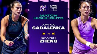 Aryna Sabalenka vs Zheng Qinwen  2024 WTA Finals Riyadh Group Stage  Match Highlights [upl. by Dynah]