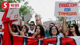 Tunisians protest against President Saied two days before presidential vote [upl. by Franciscka]