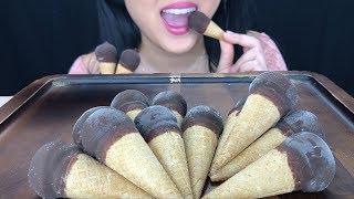 ASMR CHOCOLATE ICE CREAM CONES Crunchy Eating Sounds  Real Sound No Talking  ASMR Phan [upl. by Irme]