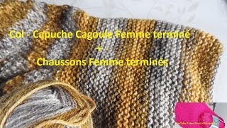 Tuto Tricot Col Capuche Femme terminé 🧶 Tricot Chaussons Femme terminés  Vlog Tricot 1 [upl. by Cello]