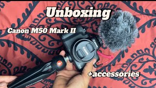 Unboxing my Canon EOS M50 Mark II  accessories  AESTHETIC ￼ [upl. by Razid840]