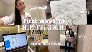 FIRST WEEK OF NURSING SCHOOL VLOG  first labs studying week recap… [upl. by Timus]