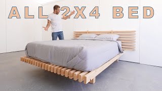 DIY Platform Bed Made from ONLY 2x4s  Modern Builds [upl. by Lamrert]