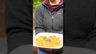 Lobster Ravioli in the FOREST shorts cooking outdoorcooking [upl. by Hardden]