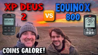 XP DEUS 2 versus Minelab Equinox 800  coins galore and a few relics too metaldetecting detecting [upl. by Gwen]