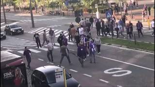 Beerschot fans attacked by Royal Antwerp hooligans 13082017 [upl. by Hanafee]