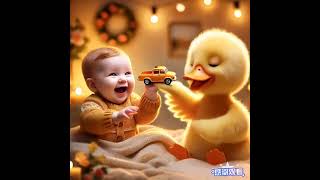 Duckling giving toy to cute baby🦆♥️ duck shorts [upl. by Aseen622]