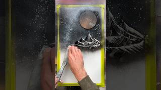 💥Spray painting black amp white art sprayart spraypaint black landscape painting viral [upl. by Otit]