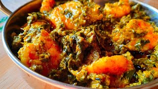 Bengali Traditional Kochupata Chingri  Taro leaves recipe  Bengali prawns recipe [upl. by Kaden]