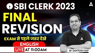 SBI Clerk 2023  English  Final Revision By Santosh Ray  SBI Clerk English [upl. by Ahsined]