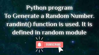 python 10Generate a Random Numberrandint fn is usedIt is defined in random module  shorts [upl. by Llertal]