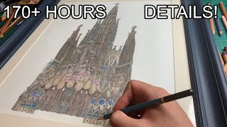 How I drew one of the most complicated buildings La Sagrada Familia Complete [upl. by Ennayhs]