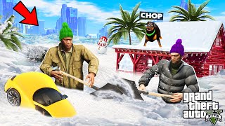 GTA 5 CHOP AND FROSTY FIGHT SNOW STORM THAT COVERS LOS SANTOS [upl. by Hayikat992]