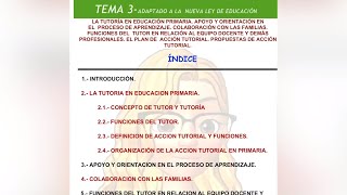 TEMA 3 Oposiciones Magisterio Primaria PLAN DE ACCION TUTORIAL [upl. by Lodmilla]