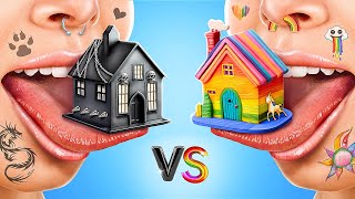 ONE COLORED HOUSE CHALLENGE Rainbow vs Goth Girl [upl. by Destinee249]