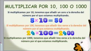 wwwmatecitoscom 3º Primaria Multiplicar por 10 100 y 1000 [upl. by Aisiram]