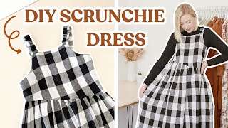 DIY Scrunchie Strap Midi Dress With an Asymmetrical Waistline  Sewing Tutorial [upl. by Karola]