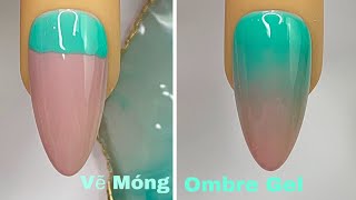 Green amp Nude Ombre Gel Nails Art For Beginner 💖Vẽ Ombre Gel 💅New Nails Design 💝 New Nails [upl. by Strickland]