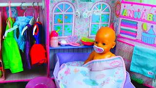 Baby Doll House Toy playing Baby Annabell bedroom👶🎀 [upl. by Atirma]