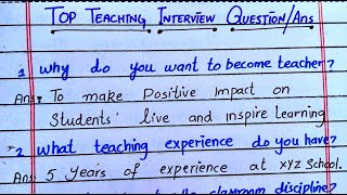 Teaching Interview Questions and Answers  Teacher Interview GARJAN Knowledge interview [upl. by Bowerman]