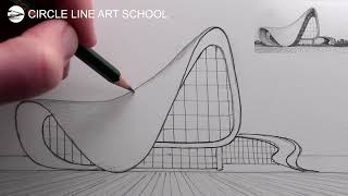 How to Draw Architecture Narrated Pencil Drawing The Heydar Aliyev Centre [upl. by Ymereg650]