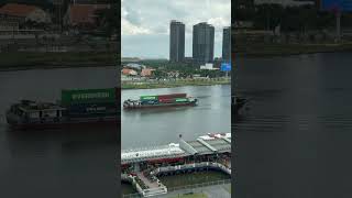 River boat carrying containers down the Saigon river [upl. by Narih]