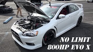 No Limit EVO X Traps 140mph Fighting Traction  20L 6466 E85 [upl. by Rubina]