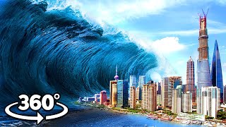 360 TSUNAMI WAVE HITS THE BEACH  How to Survive a Natural Disaster VR 360 Video [upl. by Ojimmas]