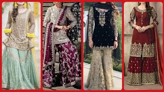 Beautiful stylish fancy party wear gharara suit designs collection [upl. by Mercer]