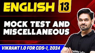 CDS English Mock Test amp Miscellaneous  CDS Preparation 2024  CDS Vikrant 10 [upl. by Stark]