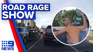 Dash cam captures amusing road rage attack  9 News Australia [upl. by Dixil]