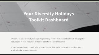 Diversity Holidays Calendar and Toolkit [upl. by Spiegleman]