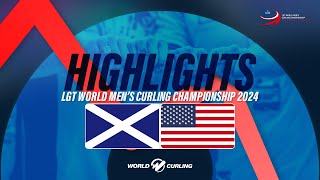 Qualification game Scotland v United States  LGT World Mens Curling Championship  Highlights [upl. by Naerol]