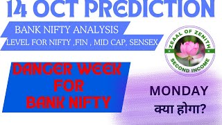 TOMORROW 14 OCT PREDICTION NIFTY BANK NIFTYMID CAP FIN  SENSEX [upl. by Eilrebma]