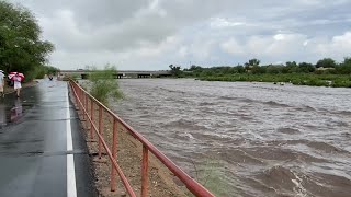 Watch now Rillito River running steadily after recent monsoon showers [upl. by Atsyrk]