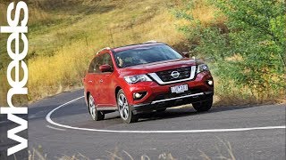 2017 Nissan Pathfinder Ti video review  Wheels Australia [upl. by Gatias]