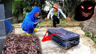 Great Blue Huggy and Brave Man Fighting Hundred of Fiere Monster in the suitcase [upl. by Yates]