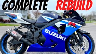 GSXR COMPLETE TIME LAPSE REBUILD  2004 SUZUKI GSXR 750  START TO FINISH [upl. by Neb574]