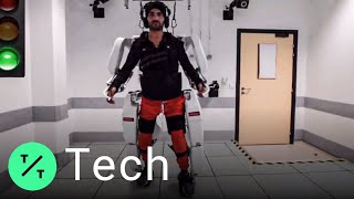 BrainControlled Exoskeleton Allows Paralyzed Man to Walk [upl. by Yerdua]