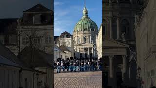 The Danish Royal Guard march from Rosenborg Castle to Amalienborg Palace copenhagen denmark fyp [upl. by Noevad627]