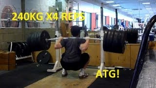 240KG529lbs X4 REPS ATG Squat 87KG18yrs No belt 100 RAW [upl. by Klingel]