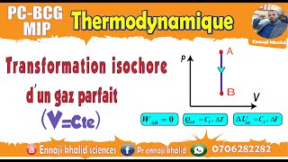 Transformation isochore travail W chaleur Q et énergie interne U [upl. by Tj]