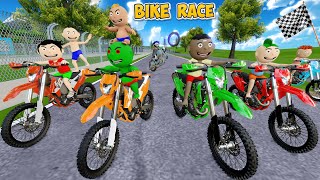 Bittu Sittu Ki Bike Race Competition  Gadi Wala Cartoon  Bike Race Cartoon  Cartoon Comedy [upl. by Asyla]