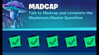 Fortnite Challenges Talk to Madcap and complete the Mushroom Master Questline  All Quests [upl. by Algie681]