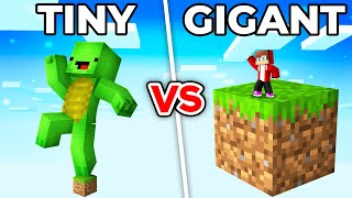 Mikey TINY vs JJ GIANT One Block Survival Battle in Minecraft  Maizen [upl. by Nelleoj279]