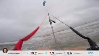 kiteboarding Woovie 221m jump Storm Nanette gusting 70 knots with Best TS 7m [upl. by Strain471]