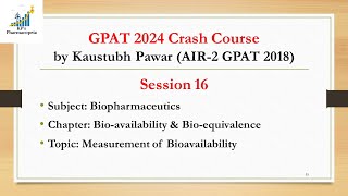 Methods of bioavailability determination  Biopharmaceutics  GPAT 2024  KPs Pharmacopeia [upl. by Felty]