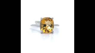 Large 30 Carat Citrine FourProng Solitaire Basket Ring in White Gold [upl. by Bilak]