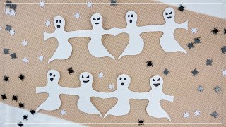 DIY Geister Girlande aus Papier basteln  einfache Halloween Deko Idee 👻 [upl. by Vernon]