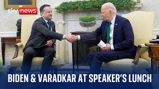 US President Joe Biden attends speakers lunch with Irish PM Leo Varadkar [upl. by Sheba]